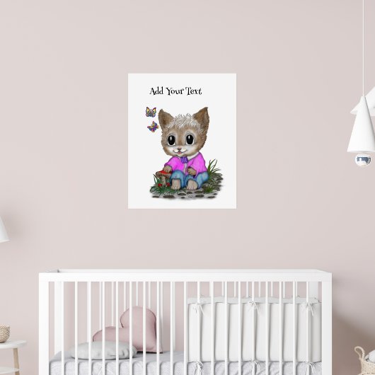 Poster Cute Kitty Chat et Papillon (Pépinière 2)