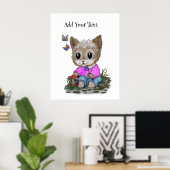 Poster Cute Kitty Chat et Papillon (Bureau à domicile)