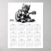 Poster Cute Kitty Chat Guitariste dans Bow Cravate 2025 C (Devant)