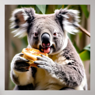 Poster Cute Koala Australienne Manger une tarte à la vian
