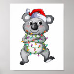 Poster Cute koala aux lumières de Noël<br><div class="desc">Cute koala aux lumières de Noël Joyeux cadeau de Noël pour femme homme Anniversaire de enfant cadeau,  Funny Bear cadeau / Joyeux cadeau de Noël / Joyeux Noël / Joyeuses fêtes / Joyeuses fêtes / Imprimantes familiales Poster Collection classique.</div>
