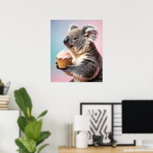 Poster Cute Koala Avec Cupcake Pastel Gradient (Bureau à domicile)