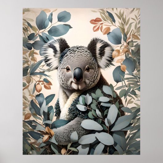 Poster Cute Koala Eucalyptus Feuilles (Devant)