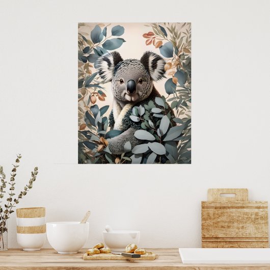 Poster Cute Koala Eucalyptus Feuilles (Cuisine)