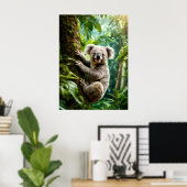 Poster Cute Koala Ours sur un arbre (Bureau à domicile)