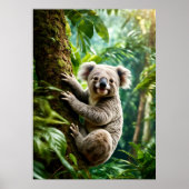 Poster Cute Koala Ours sur un arbre (Devant)