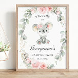 Poster Cute Koala Rose Baby shower Floral Sage Vert<br><div class="desc">Personnalisez ce signe de bienvenue koala enchanteur facilement et rapidement. Cliquez simplement sur le bouton customiser pour modifier le texte, modifier les styles de police et les couleurs de police. Doté d'un adorable koala et d'une jolie couronne de fleurs roses et de sauge. Objets correspondants disponibles en magasin. c) Somerset...</div>