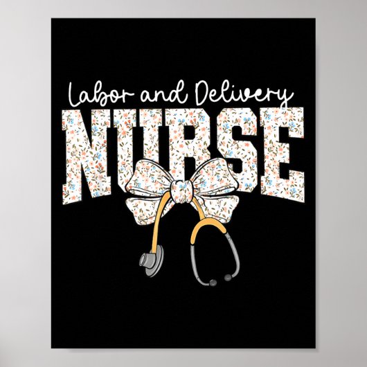 Poster Cute Labor And Delivery Nurse Stethoscope Coquette (Devant)