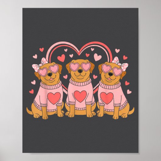 Poster Cute Labrador Valentines Heart Dog Lover Men Women (Devant)