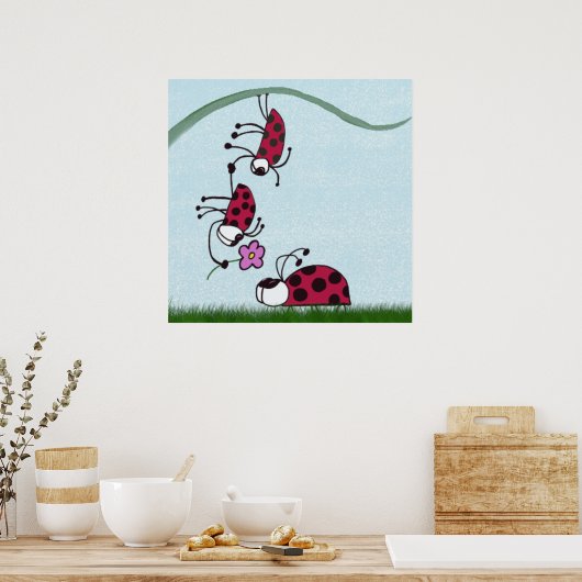 Poster Cute Ladybug Professant Sa Peinture D'Amour (Cuisine)