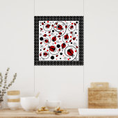 Poster Cute Ladybugs Pois et des perruques (Cuisine)
