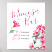Poster Cute lapin et Fleur Rose Bar Mimosa (Devant)
