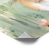 Poster Cute Lapin Lapin Pastel Aquarelle Fleurs de printe (Coin)