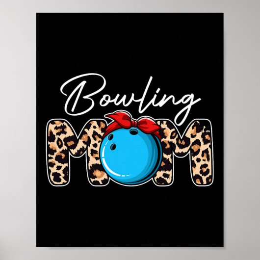Poster Cute Leopard Bowling Maman Maman Mama Sport Mère d (Devant)