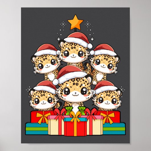 Poster Cute Leopard Gecko Le Lizard Christmas Tree Xmas H (Devant)