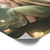 Poster Cute Lilypad Fée avec Fleurs, Art Whimsical (Coin)