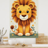 Poster Cute Lion Nursery Wall Art Jungle (Cuisine)