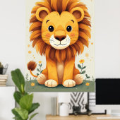 Poster Cute Lion Nursery Wall Art Jungle (Bureau à domicile)