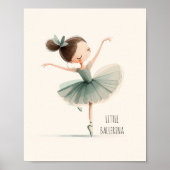 Poster Cute Little Ballerina Ballet Danse Aquarelle (Devant)