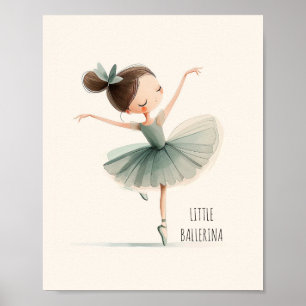 Poster Cute Little Ballerina Ballet Danse Aquarelle