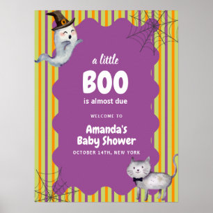 Poster Cute Little Boo Ghost Chat Baby shower d'automne B
