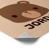Poster Cute Little Brown Bear with Personalized Name Post (Coin)