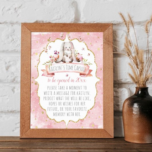 Poster Cute Little Bunny Anniversaire Fête Heure Capsule 