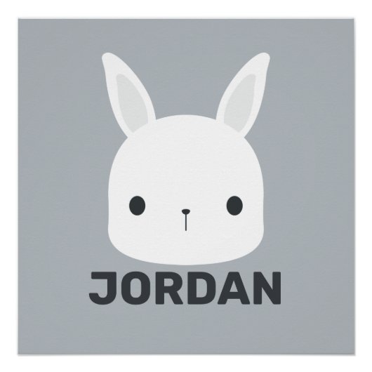 Poster Cute Little Bunny Rabbit with Personalized (Devant)