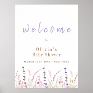 Poster Cute Little Fleur sauvage Garden Baby shower Bienv