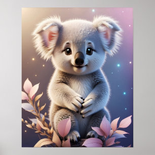 Poster Cute Little Koala Imaginaire Dreamy Gradient
