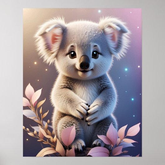 Poster Cute Little Koala Imaginaire Dreamy Gradient (Devant)