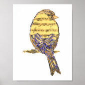 Poster Cute Little Music Note Bird (Devant)