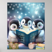Poster Cute Little Penguins lecture livre Art personnalis (Devant)