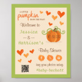 Poster Cute Little Pumpkin Baby Shower Welcome Sign (Devant)