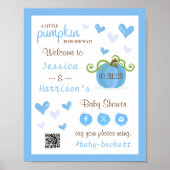 Poster Cute Little Pumpkin Baby Shower Welcome Sign  (Devant)