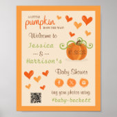 Poster Cute Little Pumpkin Baby Shower Welcome Sign  (Devant)