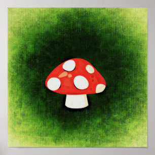 Poster Cute Little Red Mushroom