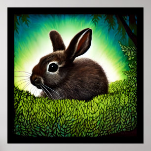 Poster Cute Little Storybook Bunny