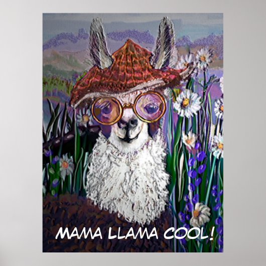 Poster .Cute Llama Art Avec Lunettes. Et Art (Devant)