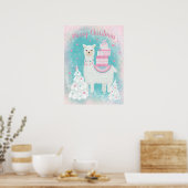 Poster Cute Llama avec cadeaux de Noël (Cuisine)