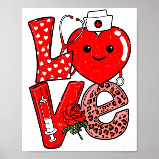 Poster Cute Love Heart Stethoscope Phlebotomist Life Vale (Devant)