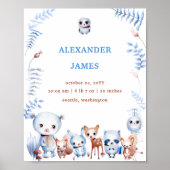 Poster Cute Magique Bois Animaux Birth Stats Garçon Bébé (Devant)