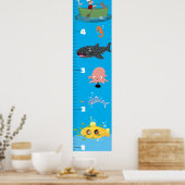 Poster Cute mer créatures sous-marins carte de croissance (Cuisine)