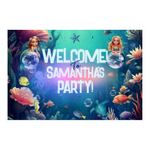 Cute Mermaid Invitation de fête d'anniversaire