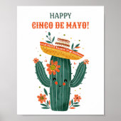 Poster Cute Mexican Cactus Happy Cinco de Mayo (Devant)