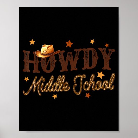 Poster Cute Middle School Teacher Rodeo Western Howdy Mid (Devant)