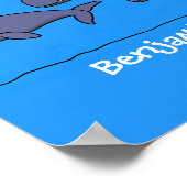 Poster Cute migrating cartoon whales illustration (Coin)