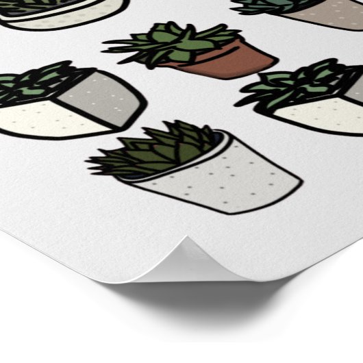 Poster Cute mini motif succulent (Coin)