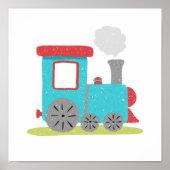 Poster Cute & Modern Hand-Drawn Train Nursery Art (Devant)