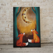 Poster Cute Moon Night Forest Foxes Nature Kids Nursery